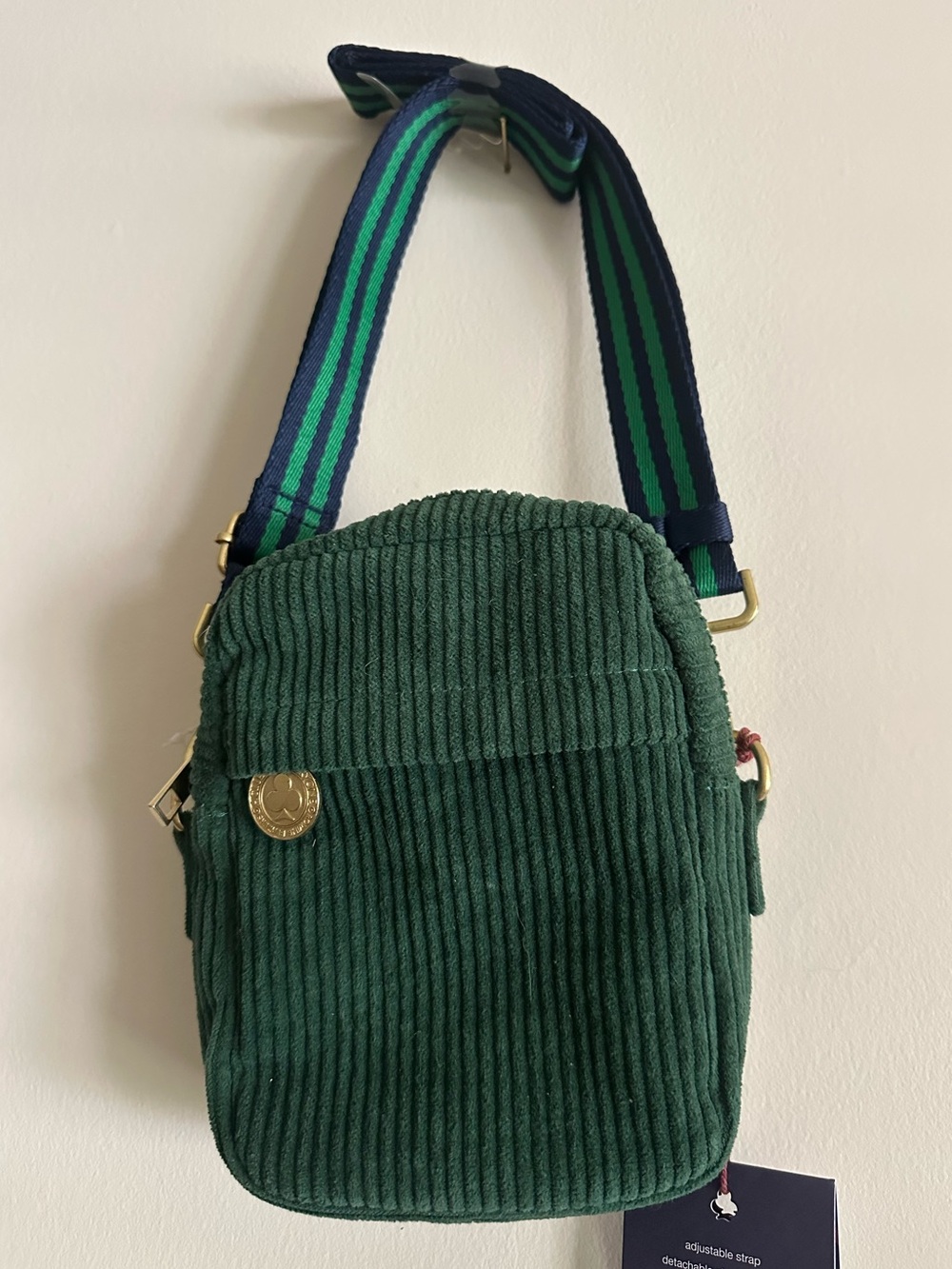 Rowing Blazers Green Corduroy Crossbody with Navy & Green Strap